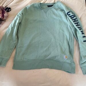 Carhartt Women’s Mint Green Sweatshirt with Sleeve Logo